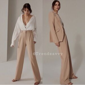 Anthropologie Favorite Daughter The Favorite Pants Beige High Waist Wide Leg NWT